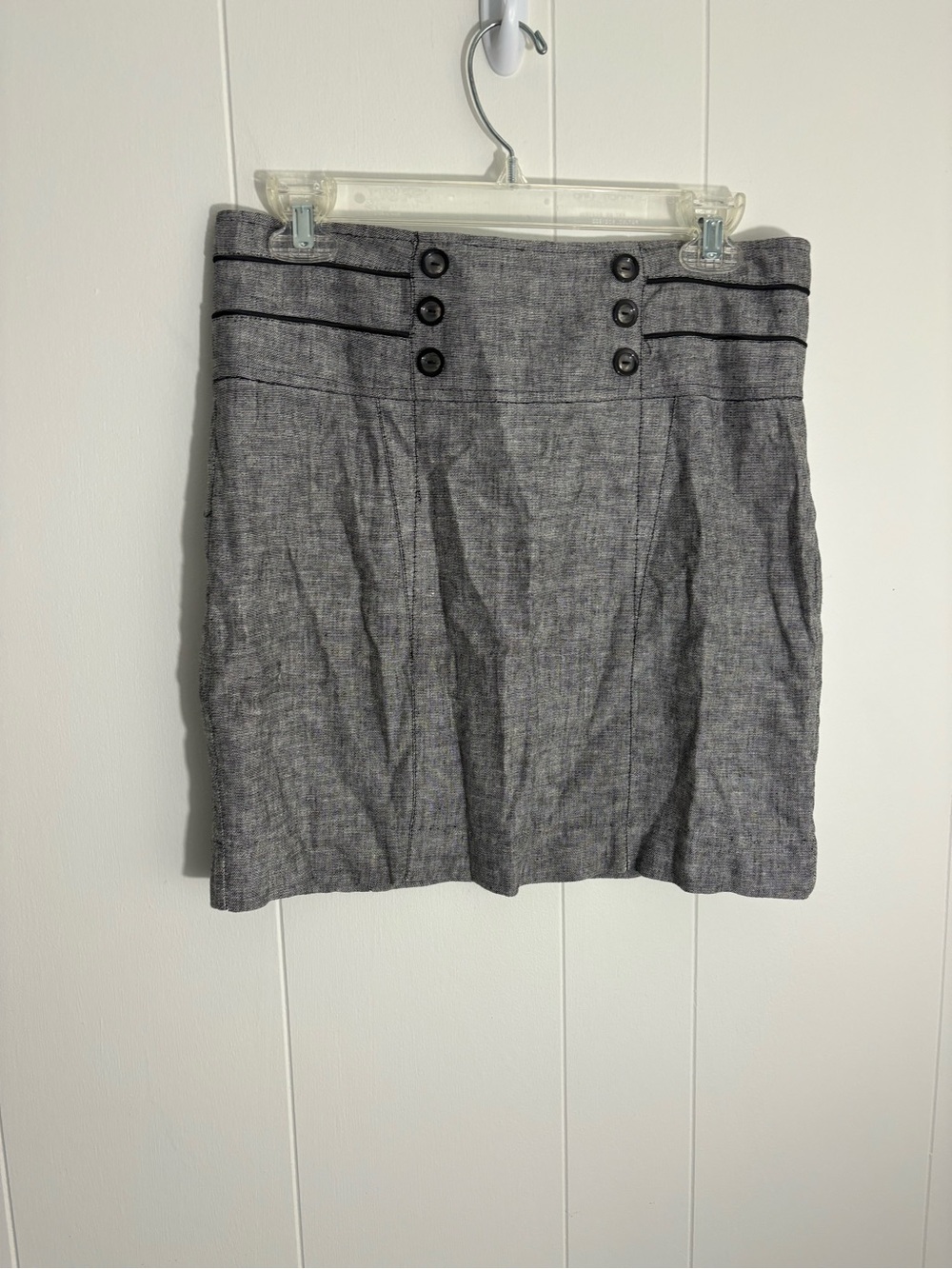 Sequin Hearts Gray High-Waist Mini Skirt with Button Trim